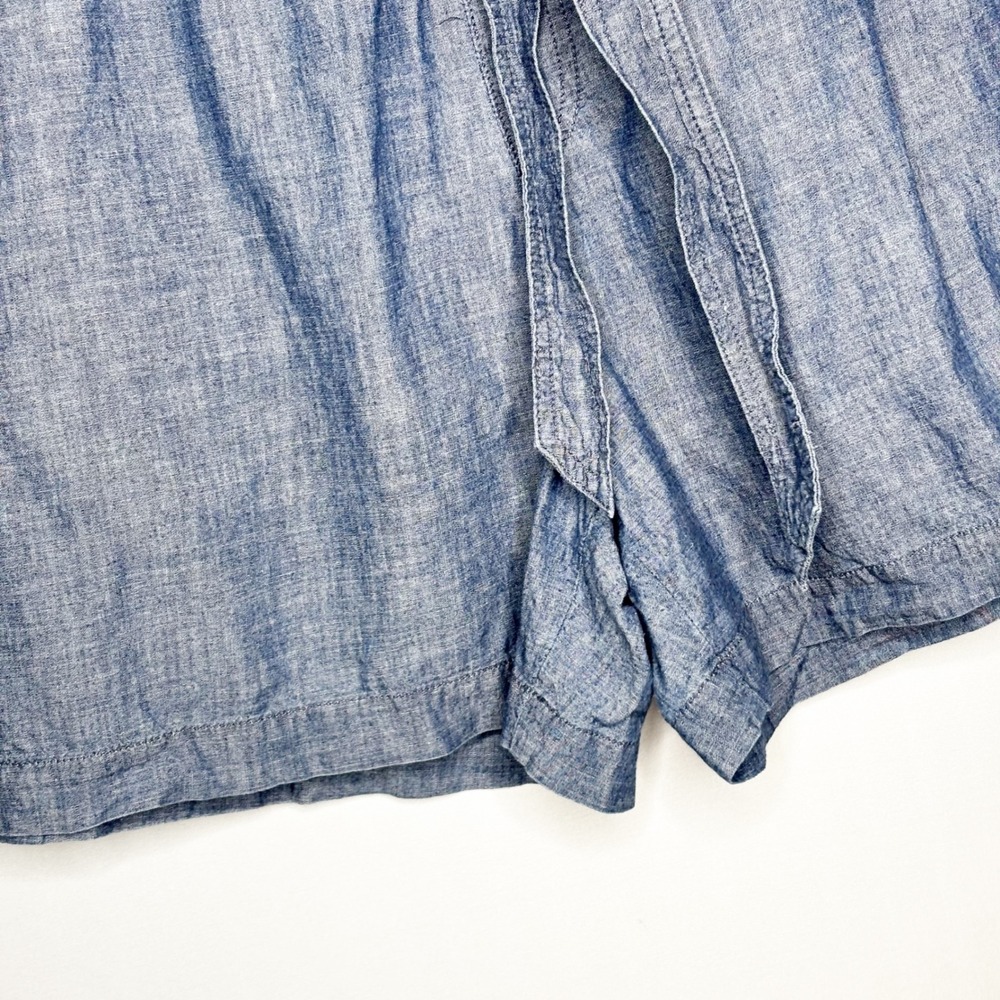 Polo Ralph Lauren Blue Chambray Pull On Shorts XXL Elastic Waist Tie Belt Womens - Picture 6 of 11